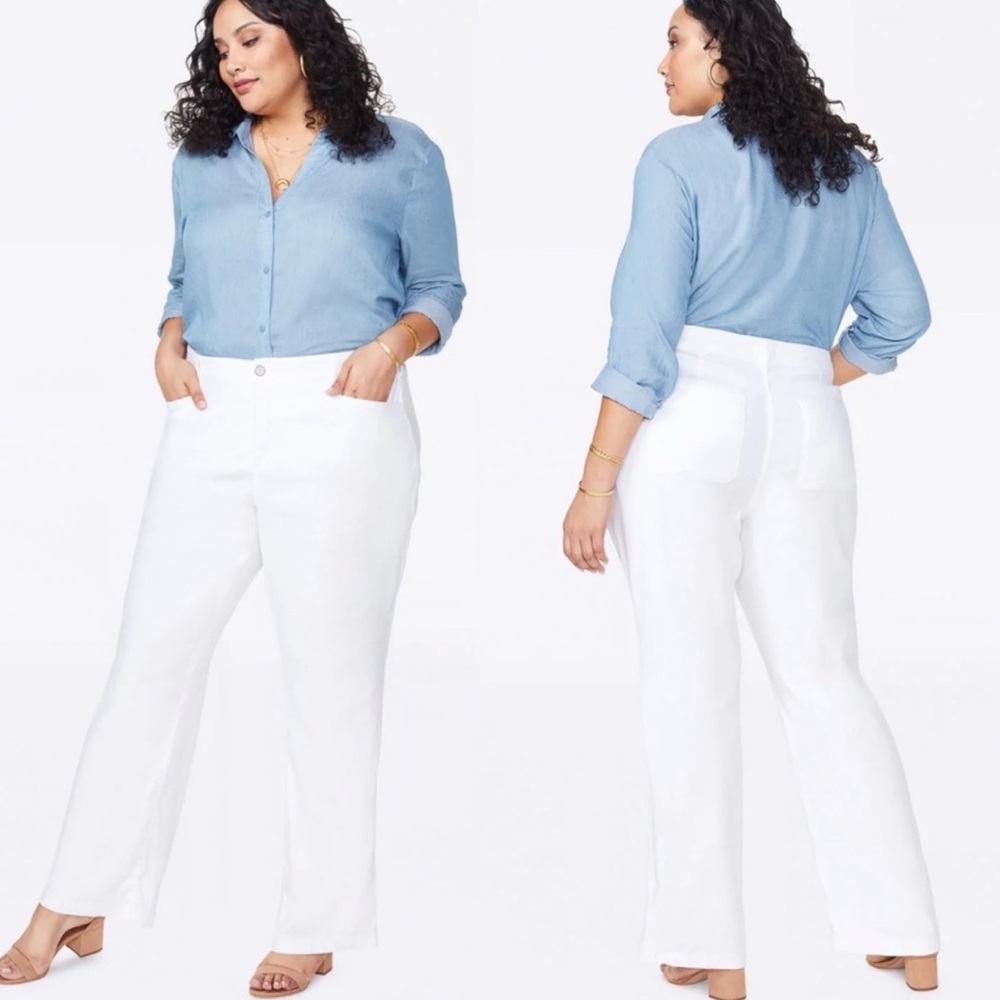 NWT NYDJ Marilyn Linen Ankle Optic White Ankle Trousers 18